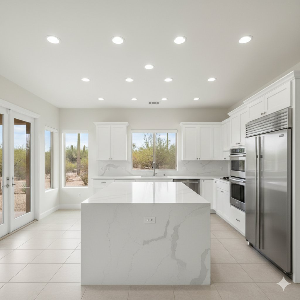 Bright modern kitchen with LED lighting